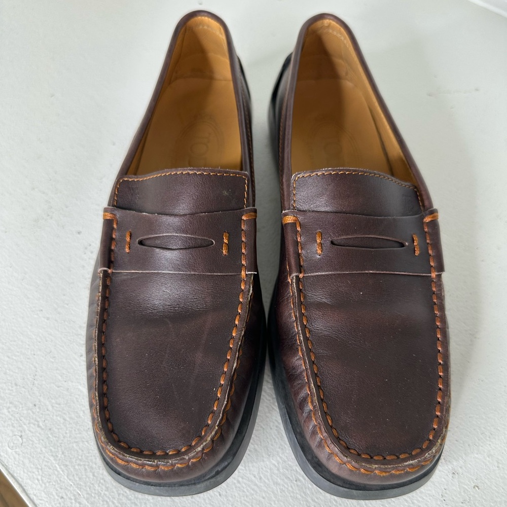 Tod’s Brown Leather Penny Loafers Women’s Size 37 (US 6.5–7) - Picture 3 of 9